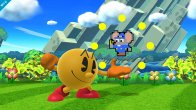 Sakurai said:  «Pac-Man's up taunt is known as Namco Roulette! Namco characters from the 1980s will randomly appear.» 11.Jul.2014