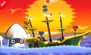 Sakurai said:  «Since the stage is paper, it transforms when it folds over and opens up again. This ship is the S.S. Flavion from Paper Mario: The Thousand-Year Door.» 29.Jul.2014