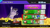 Sakurai said:  «On the other hand, the rules in Crazy Orders are very different. You'll earn one turn for every win, and each turn gets harder and harder. Some of your accumulated damage will get carried over. Crazy Hand will challenge your after 2 turns, so you'll earn your rewards if you beat him. The final battle will be an HP battle and the more accumulated damage you have, the more HP you'll have in the fight...so the trick is to be a little risky.» 01.Dec.2014