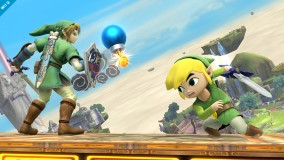 X* This image is from Super Smash Bros. Brawl version - Toon Link Down Special - Sakurai said:  «The shield that can deflect things with a little 'clunk!' is still around. There's a slight reaction to the impact this time, so brace yourself.» 10.Oct.2013