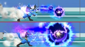 X* This image is from Super Smash Bros. Brawl version - Lucario Neutral Special - Sakurai said:  «A size comparison of Lucario's standard special attack, Aura Sphere, in its weakest and strongest states. The attack is faster and more powerful when the Aura Sphere is bigger.» 03.Feb.2014