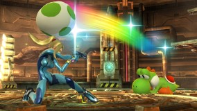  - Yoshi Up Special - Sakurai said:  «Yoshi's Egg Throw now leaves a rainbow trail, and we've improved the pose Samus strikes when she fires the Paralyzer. Every staff member is working hard as we brush up whatever we can.» 24.Apr.2014