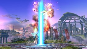 - Palutena Up Smash - Sakurai said:  «I talked about an attack with a far reach in yesterday's post, but it didn't compare to Palutena's up smash attack! No joke, it reaches really far. It reached so far in this shot that even the rocketbarrels got blown up.» 08.Jul.2014