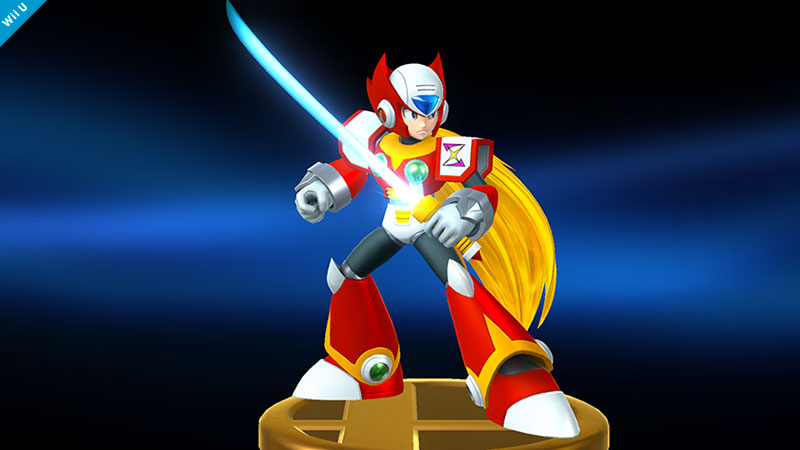Sakurai said:  «Zero's here too!! There are also trophies of Roll and Proto Man.» 13.Oct.2014