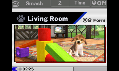 Sakurai said:  «For the 3DS version, you can select alternate tracks for stages by holding down the R Button while you select the stage--the brown drop shadow that frames the stage image when you hold down the R Button indicates the alternate track is active. For the Living Room stage, the alternate track is the vocal version of the default track. Songs with vocals aren't the best match for battles, but the song was too good to leave out, so this is how we chose to include it.» 29.Sep.2014