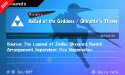 Sakurai said:  «The 3DS version has an excellent Sounds collection! The design looks nice for a sound test screen, doesn't it? The font color for the 'Remix' text on remixed songs comes in pink or white. The pink ones are songs arranged for this version of Super Smash Bros., while the white ones are remixes made in earlier Smash Bros. games. This means there are reoccuring songs from past releases.» 22.Aug.2014