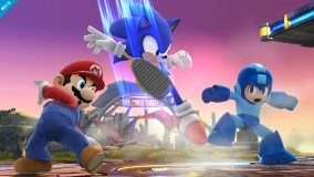 X* This image is from Super Smash Bros. Brawl version - Sonic Down Aerial - Sakurai said:  «The trio as joint co-stars. Who is the strongest of them all?!» 04.Oct.2013
